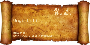 Unyi Lili névjegykártya